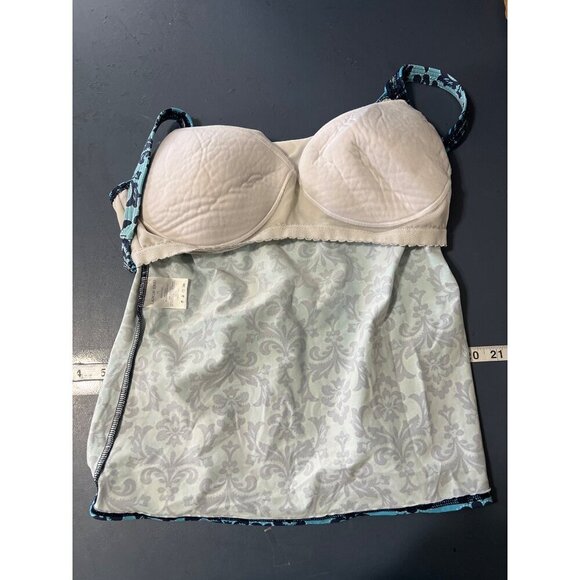 Lands End  Tankini Top Blue & Navy Damask Print‎ Vacation Beach Tropical - Picture 8 of 9